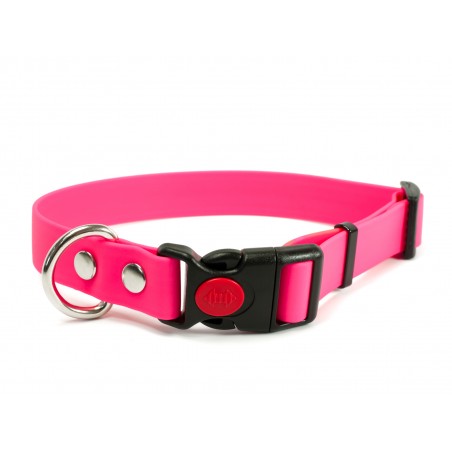 Biothane Safety Klick Halsband 25mm neon pink 50-60cm