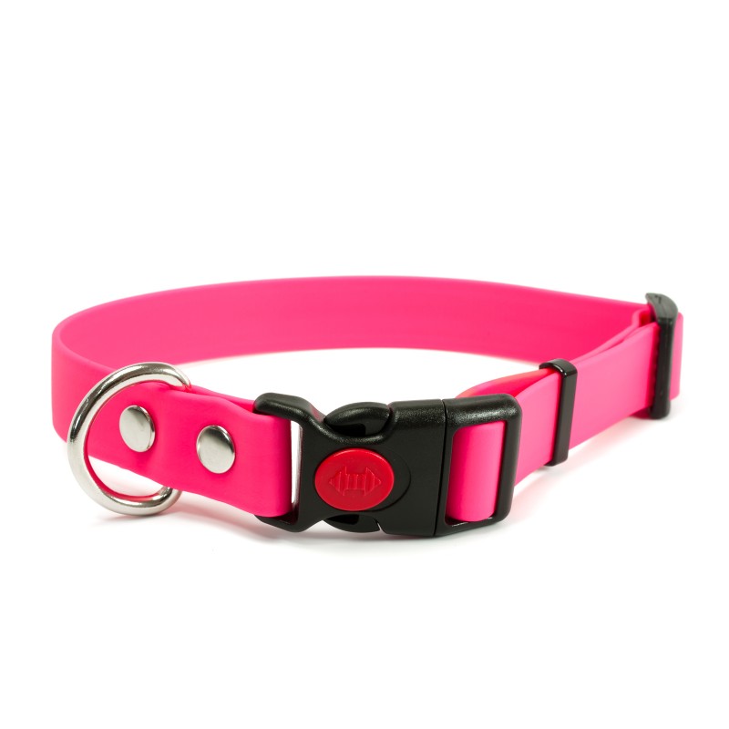 Biothane Safety Klick Halsband 19mm neon pink 30-40cm