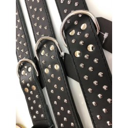 Halsband Leder mit Nieten 65cm - 50mm/46-54cm - schwarz