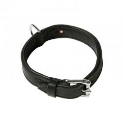 Weiches schwarzes Lederhalsband mit Nappa-Polsterung -  65cm, Chrom 40/45-53cm