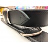 Weiches schwarzes Lederhalsband mit Nappa-Polsterung - 70cm, Chrom 40/50-58cm
