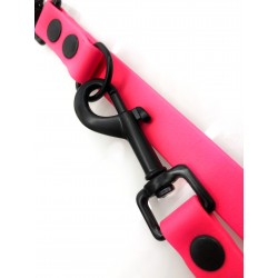 Mystique® Biothane verstellbare Leine 13mm neon pink  200cm schwarz Karabinerhaken