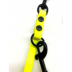 Mystique® Biothane verstellbare Leine 13mm neon gelb 200cm schwarz Karabinerhaken