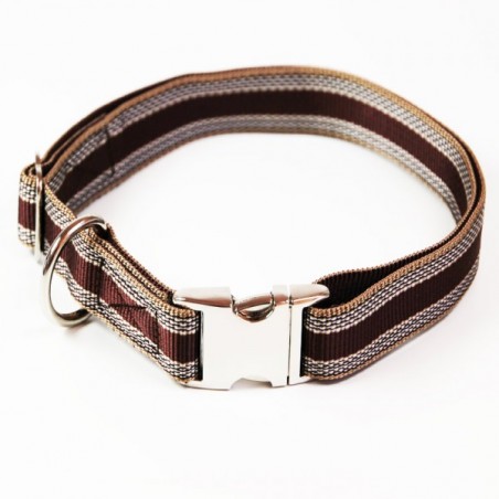 Premium Hundehalsband "Alu-Max®" - Muster - 25mm/55-90cm - braun