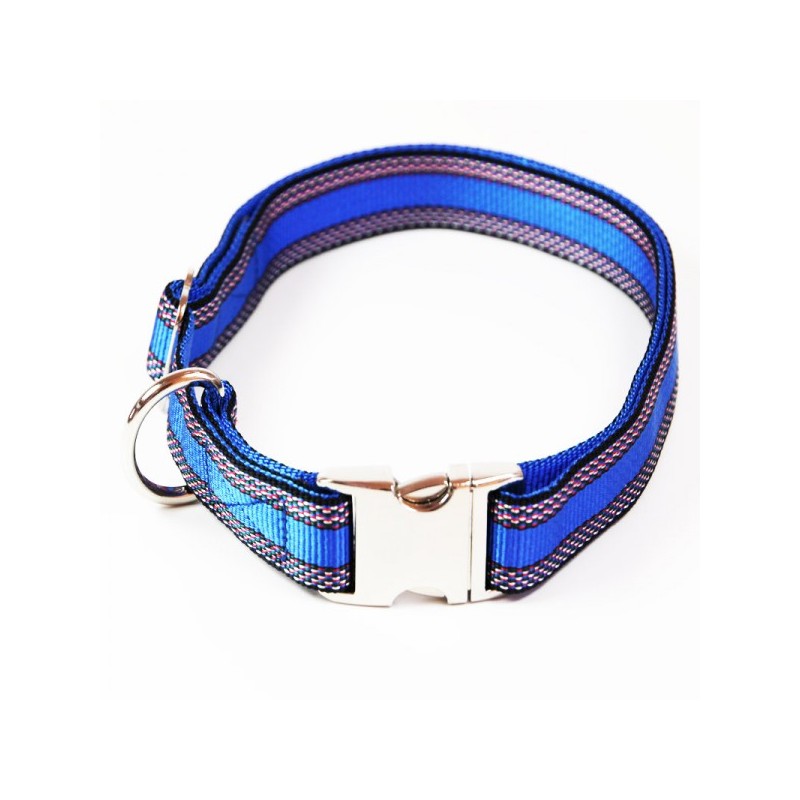 Premium Hundehalsband "Alu-Max®" - Muster - 25mm/55-90cm - blau