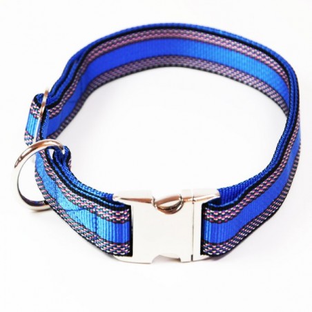Premium Hundehalsband "Alu-Max®" - Muster - 25mm/55-90cm - blau