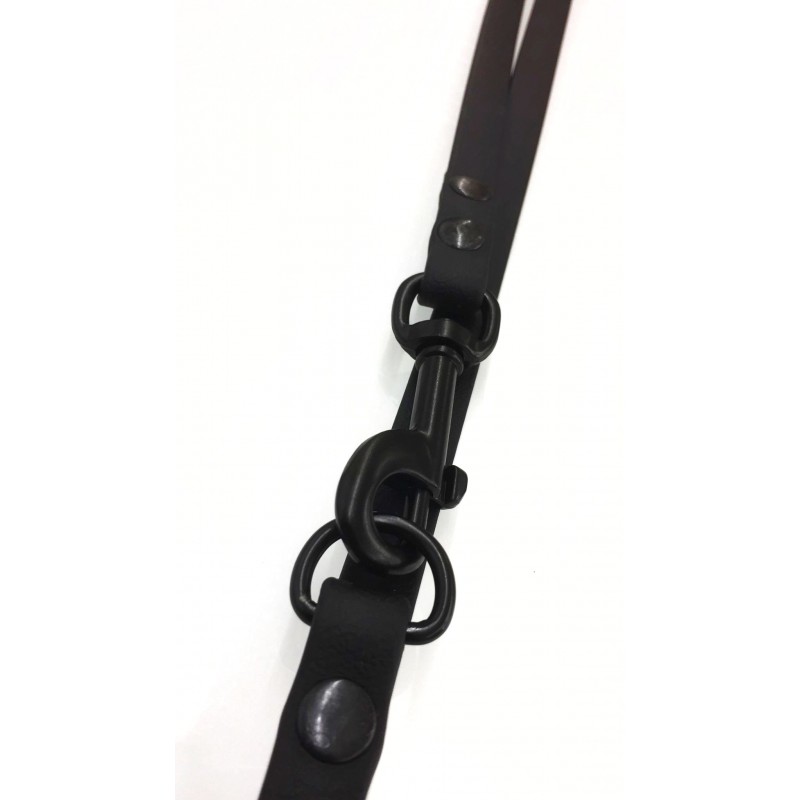 Mystique® Biothane verstellbare Leine 13mm schwarz  250cm schwarz Karabinerhaken