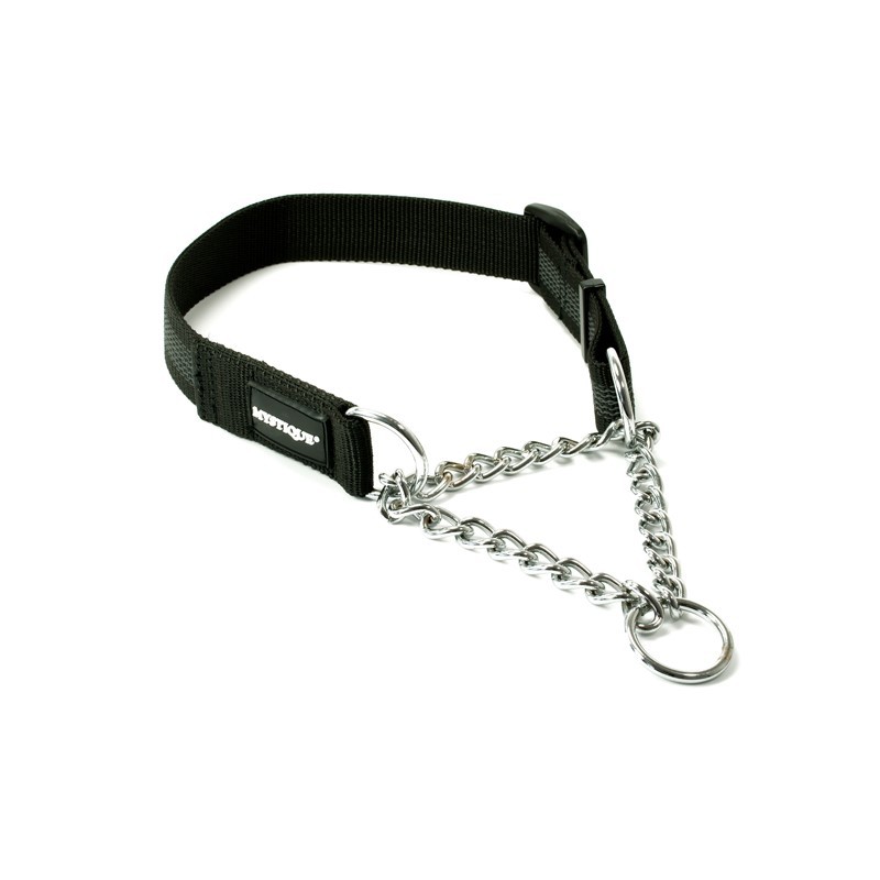 Mystique® Gummiertes Halsband mit Durchzugskette 30mm schwarz 40-60cm