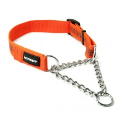 Mystique® Gummiertes Halsband mit Durchzugskette 30mm neon orange 50-70cm