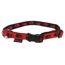 Halsband Pfoten rot-schwarz 15mm/28-40cm