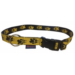 Halsband Pfoten gelb-schwarz 20mm/35-50cm