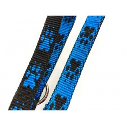 Halsband Pfoten blau-schwarz 15mm/28-40cm