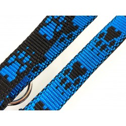 Halsband Pfoten blau-schwarz 15mm/28-40cm