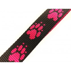 Halsband Pfoten schwarz-pink 25mm/40-60cm