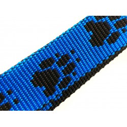 Halsband Pfoten blau-schwarz 20mm/35-50cm