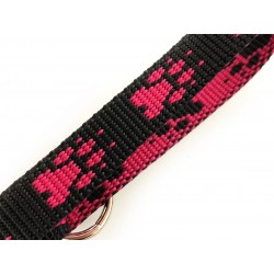 Halsband Pfoten schwarz-pink 20mm/35-50cm