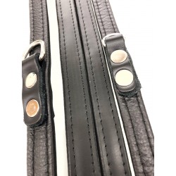 verstellbare Lederleine doppelt - 20mm/220cm - schwarz/schwarz