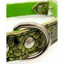Halsband in Kroko Optik - grün - 14mm/41cm