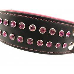 Halsband Kristalle rosa - 40mm/65cm - schwarz-rosa