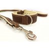 Weiches Lederhalsband mit beigem Futter - 30-35mm/70cm