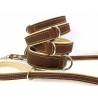 Weiches Lederhalsband mit beigem Futter - 30-35mm/58cm