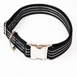 Premium Hundehalsband "Alu-Max®" - Reflex - 25mm/55-90cm - schwarz