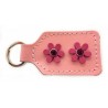 Schlüsselanhänger Leder - hellrosa mit rosa Blumen