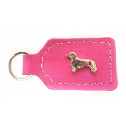 Schlüsselanhänger Leder - rosa mit Dackel